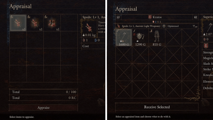 Appraising Spoils into Gear