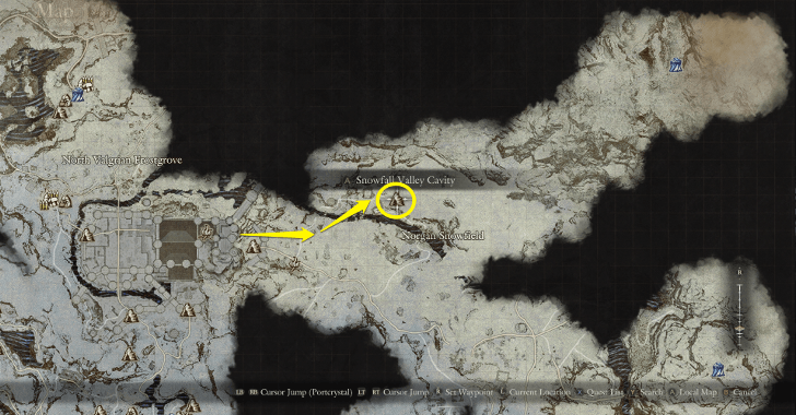 Snowfall Valley Cavity Location