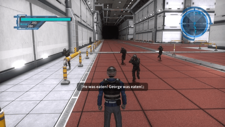 Earth Defense Force 5 - Armed soldiers running in an underground base