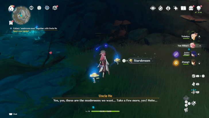 Collect Starshrooms for Uncle He