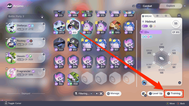 Aniimo Management Screen