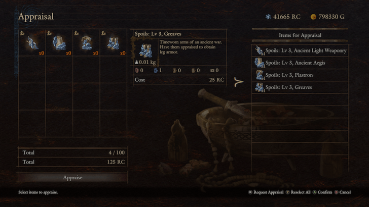 Appraise Spoils