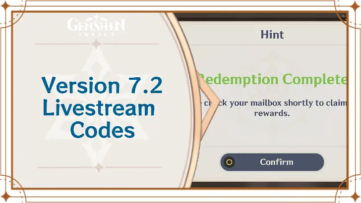 Genshin Impact - 7.2 Livestream Codes List and Rewards