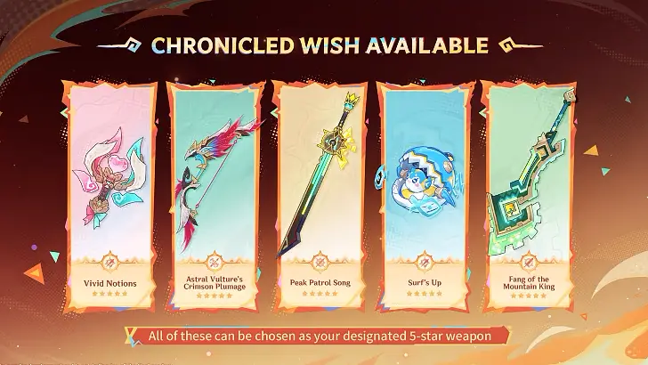 Genshin Impact - 7.2 Chronicled Wish Weapons